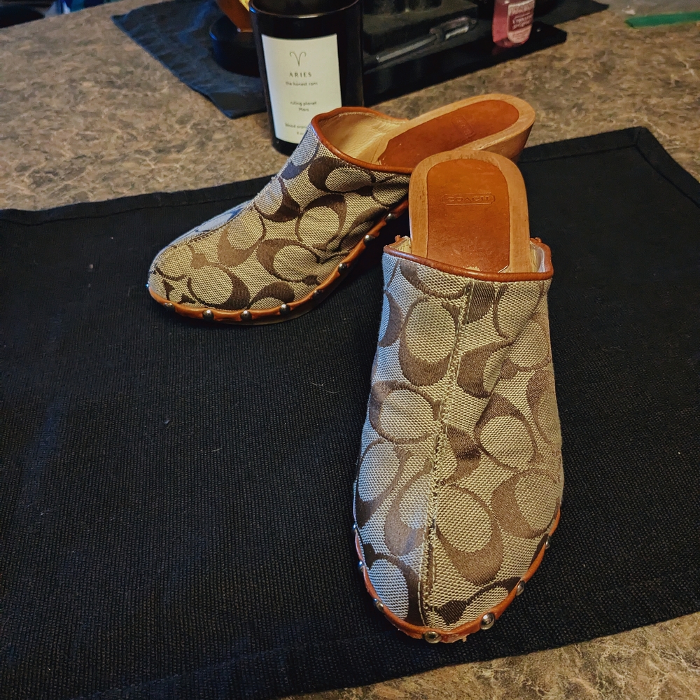 Coach Brown Patterned Heels